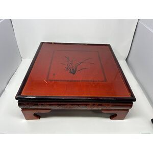 Vintage Korean Soban Table – Hand-Carved Wooden Tea Table (Mid-Century) 17 x 17